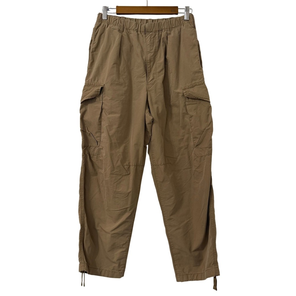 Uniqlo Mens Small Brown Relaxed Fit Cargo Pants Elastic Waist Grunge Utility